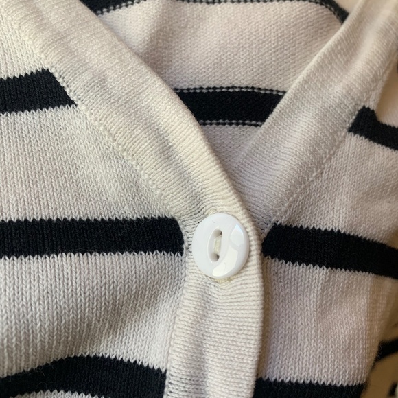 White Button Cardigan with Black Stripes - Picture 5 of 9